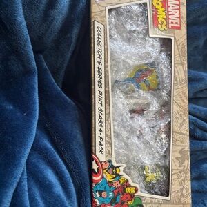 Marvel Comics Pint Glass Set with Red and Blue Accents